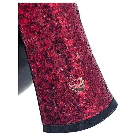 Sexy Dorthy Wizard Of Oz Chunky Heels Red Glitter Sparkle Platform Size 7 Rubies - Picture 9 of 16